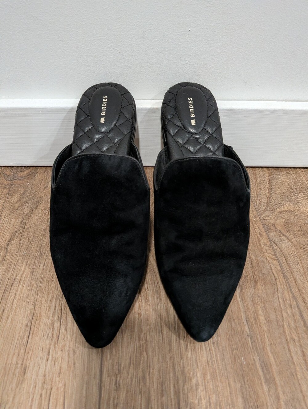 Birdies the Swan Flat Black Mules Womens Size 8.5